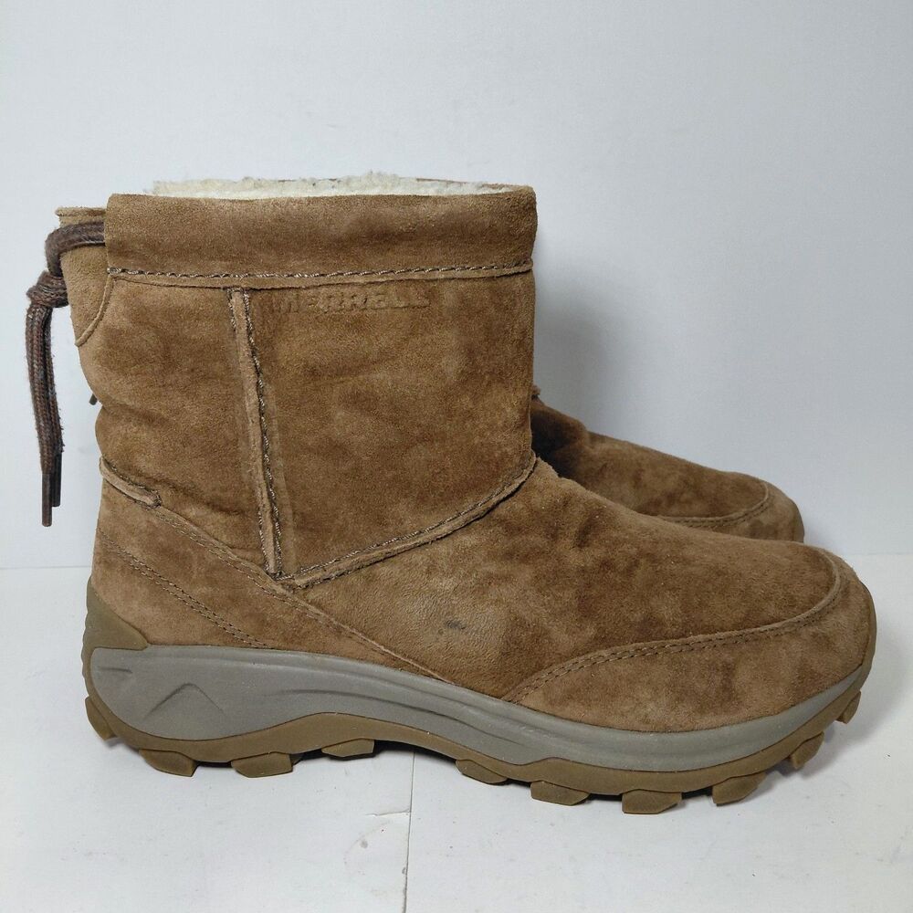 Merrell Boots Mens Size 9.5 Brown Suede Ankle Insulated Snow Winter J005573